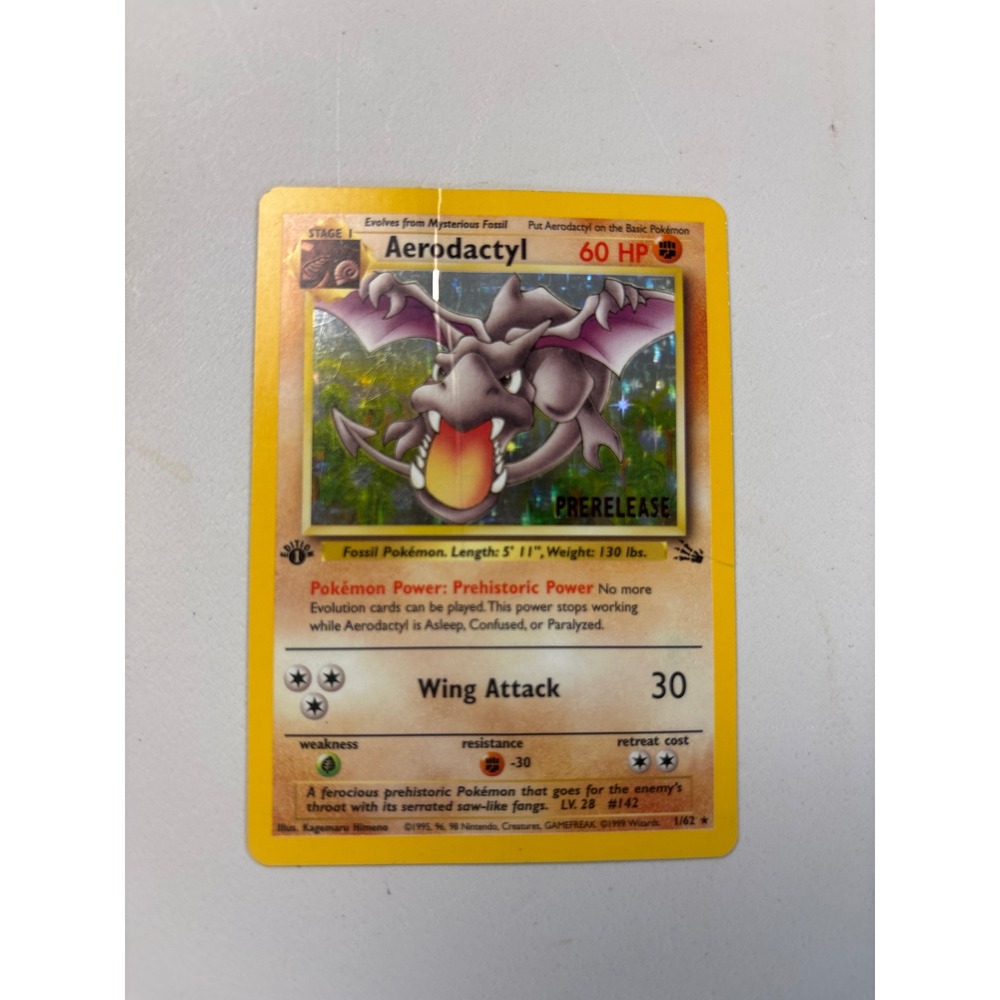Pokemon Aerodactyl 1/62 Fossil Holo Prerelease 1st Edition 1999 Vintage Card